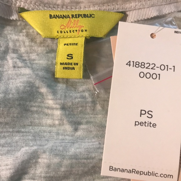 NWT Banana Republic Milly Collection Beaded T-Shirt Small Petite Gray Yellow - Picture 7 of 7